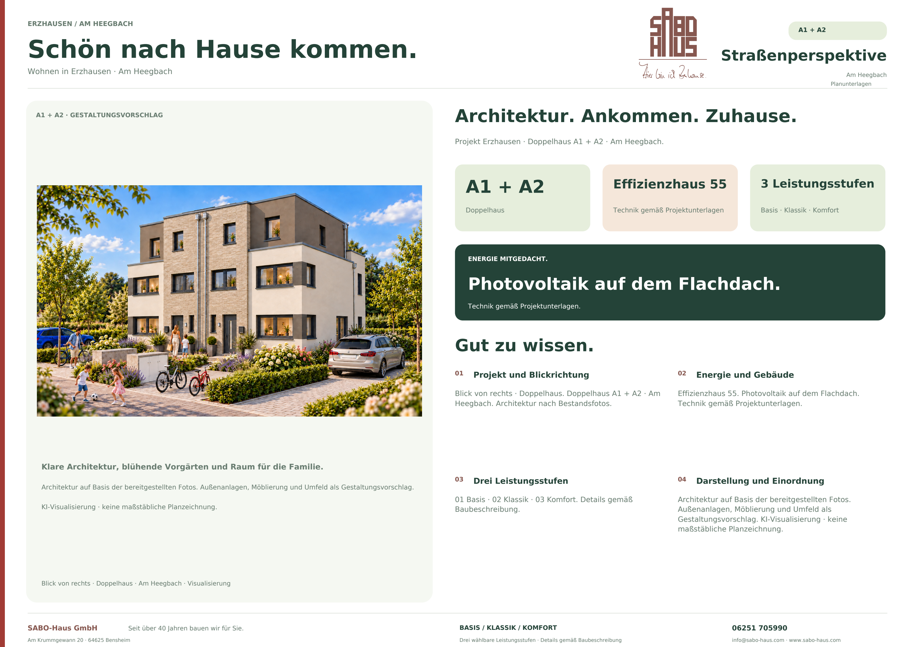 Straßenseite von rechts · A1 und A2 · Planblatt · Seite 1