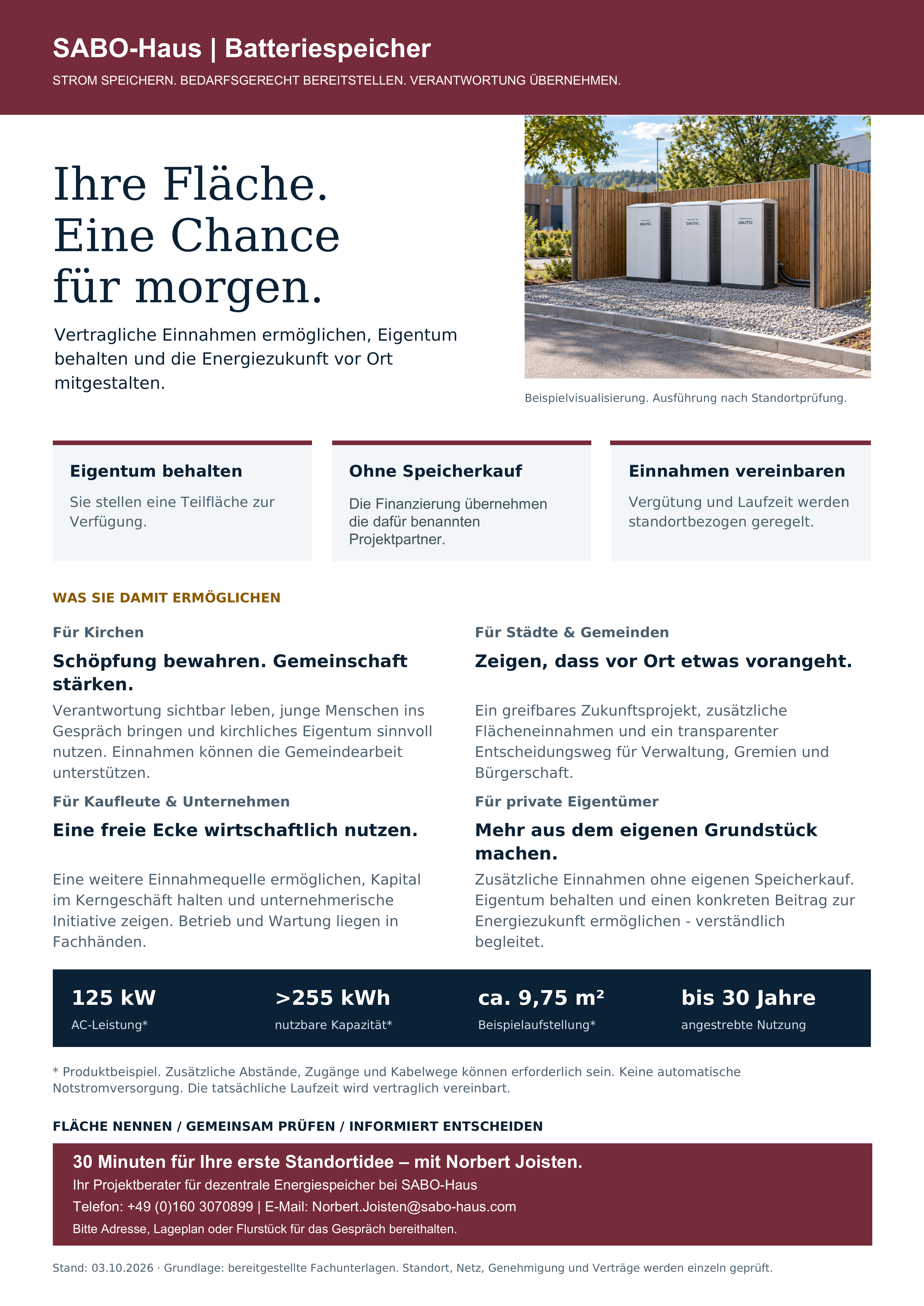 SABO-Haus · Batteriespeicher Kurzüberblick · Seite 1
