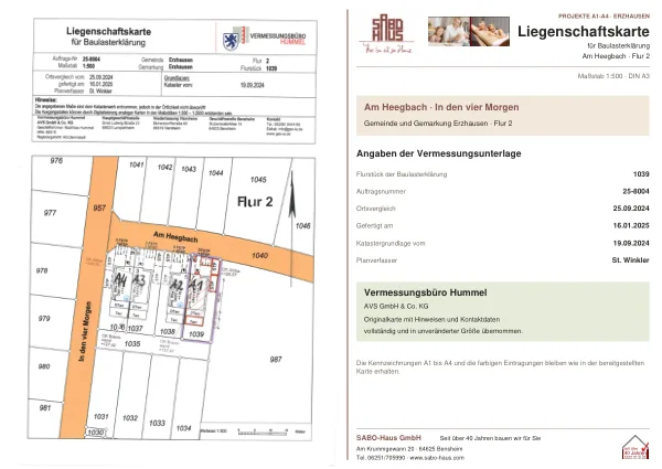 Planvorschau: Liegenschaftskarte A1–A4